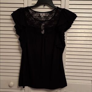Worthington Black Floral Lace Top